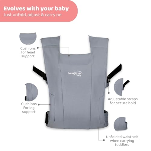 Image of Haus & Kinder Baby Carrier for 0 to 2 Years Baby, Ergonomic Baby Carry Bag for Newborn to Toddler, Soft Infant Carrier with Adjustable Straps, Breathable Lightweight Baby Carrying Bag, Up to 11.5 Kg (Navy)