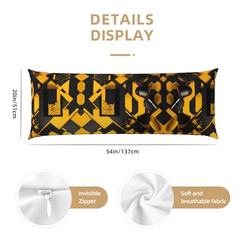 Housse de coussin de corps imprimé jaune moutarde pour des nuits douces