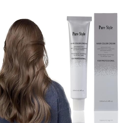 PureStyle 100ml Professional Permanent Hair Color Dye Cream Ammonia Free, Long Lasting Color, 100% Gray Coverage, Natural Shine, For All Hair Types Easy At Home (55/0 Lightest Neutral Brown)