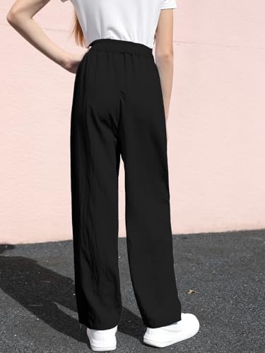 Image of SANGTREE Girls & Woman Wide Leg Pants Lightweight Casual Elastic High Waist Straight Leg Loose Trousers,4 Years - Woman 2XL