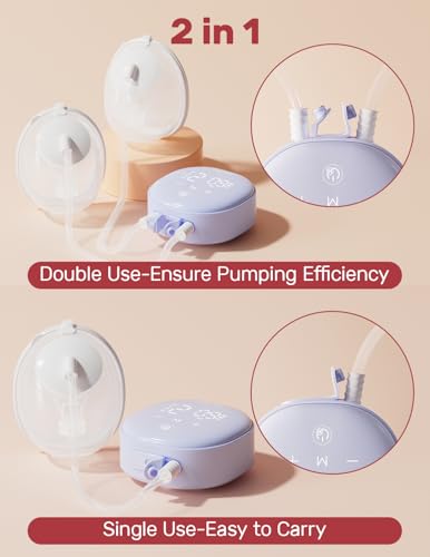 Image of NCVI Hands-Free Portable Breast Pump with 24mm Flange, Portable Breast Pump with Motor Buckle for Travel and Work, Equipped with Third Generation Spill-Proof Cups
