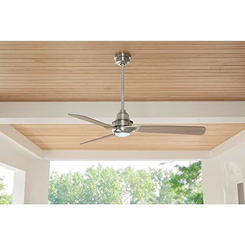 Ester 54 In. White Color Changing Integrated Led Indoor/Outdoor Brushed Nickel Ceiling Fan With Light Kit And Remote #TOP1