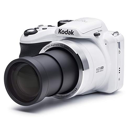 Kodak PIXPRO AZ421 16MP Point & Shoot Digital Camera w/ 3-Inch LCD, 720p HD Video, 42X Optical Zoom, 24mm Wide Angle Lens (White) Bundle with 32GB Extreme Memory Card & Accessories (16 Items)