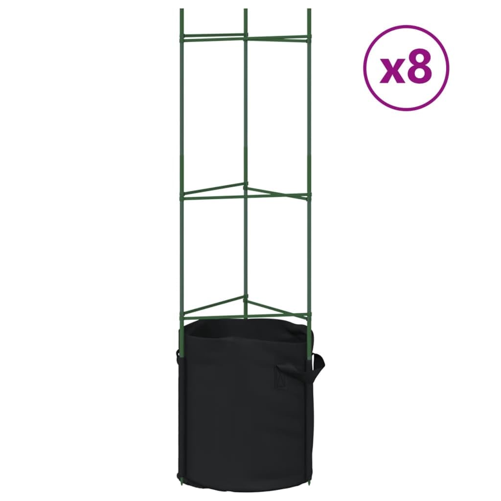 Tomatenkäfig, 8 Stück, 116 cm, Stahl | Verstellbar, PE-Beschichtung, einrastbare Arme, Bodenspitze, für Tomaten, Gurken, Bohnen