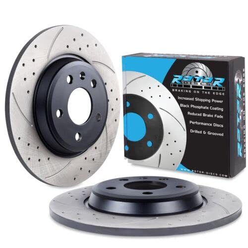 Direnza Rear Drilled Grooved 300mm Brake Discs Compatible with Audi A5 8T Coupe Cabriolet Sportback