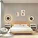 Modern Round Wall Sconce Nordic Geometric LED Light Bedside Eclipse Accent Lamp for Bedroom Living Room Hallway Full Spectrum CRI 97 Adjustable Tri Color Eye Protection.