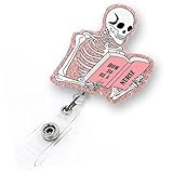 Lustiges Skelett-Halloween-Abzeichen-Spule, einziehbar, für Krankenschwestern, Krankenschwestern, Studenten, RN, CNA, LPN und medizinische Assistentin, Aufschrift "How to Be a Nurse", Totenkopf-Halter