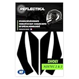 Kit Spécial Autocollants Stickers Réfléchissants pour Casque Moto Shoei Neotec 2 et 3   Adhésif Noir de Signalisation Homologués Normes Française   Visibilité de Nuit