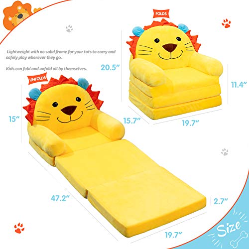 image for HIGOGOGO Cartoon Foldable Kids Sofa, Plush Lion Shape Children Couch B