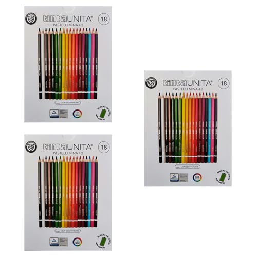Set 3 pacchi Pastelli Tinta Unita da 18, Multicolore -Mina 4.2 mm