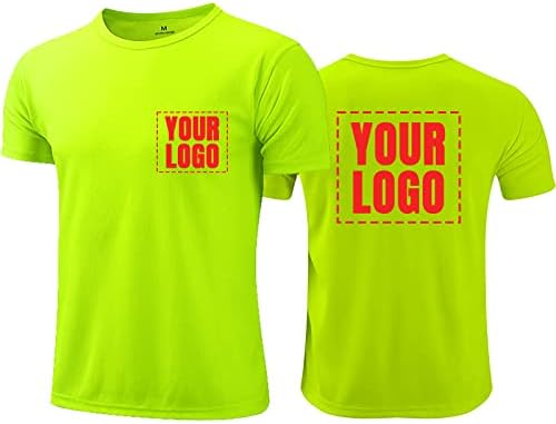 Men’s Neon Short Sleeve T-Shirts Custom Logo Dry Fit Tshirts Sun Protection Work Shirts Athletic Construction Outdoor Activewear for Men and Women Yellow