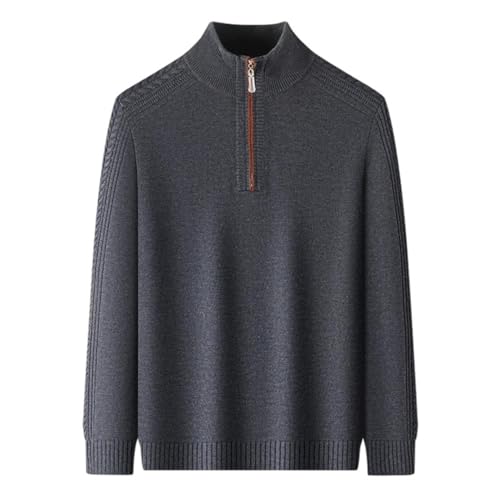 Mens Fall Winter Sweater Zippers Turtleneck Long Sleeve Warm Pullovers Sports Sweater