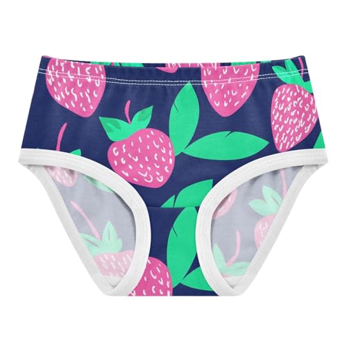 Cotton Toddler Underwear Floral Pink Strawberry Navy Blue Panties for Girl Florals Kids Undies Briefs 2t