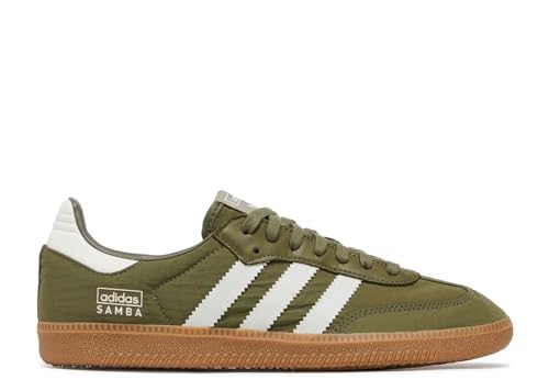 Image of adidas Men's Samba OG Reflective Nylon Shoes, Focus Olive /Wonder White /Gum, Size 6.5