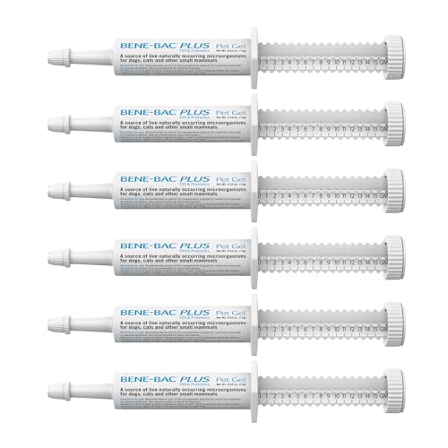 Image of PetAg Bene-Bac Plus Pet Gel - 15 g Syringe, Pack of 6 - FOS & Probiotics for Dogs, Cats, Exotic & Wildlife Mammals