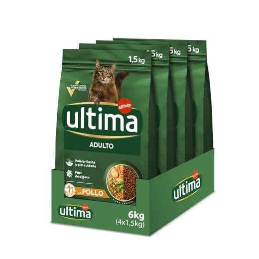 Ultima Adult Pollo, Comida seca para gatos, Pack de 4 x 1,5kg, Total 6kg