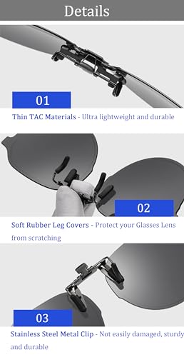 Clip On Retro Round Sunglasses for Men Women, Flip Up Metal Clip UV400 TAC Lens4