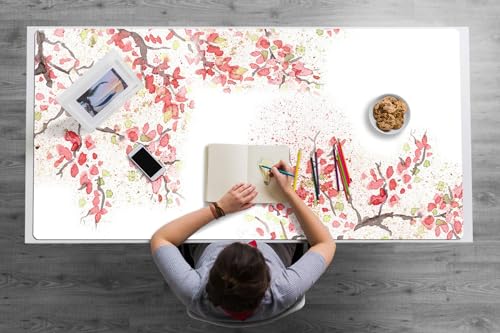Tapis de souris 120x60 cm fleurs de cerisier en vinyle PVC imperméable