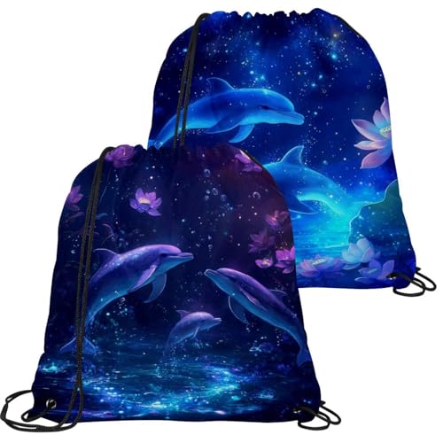 Sac à cordon de serrage étanche et pliable violet | Lot de 2 sacs de sport taille unique