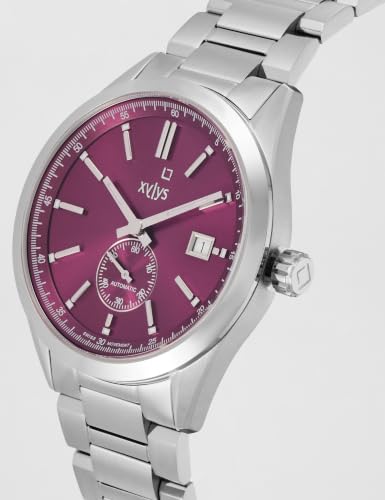 Image of Xylys Analog Burgundy Dial Stainless Steel Strap Watch for Men