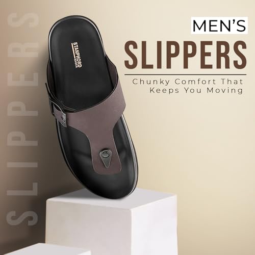 Image of STANPHORD Men's Vintara Thong Stylish & Fashionable Boys | Lightweight Comfortable Durable Slip on Adjustable Strap Sandal Slipper for Man | Everyday Comfort Chappal