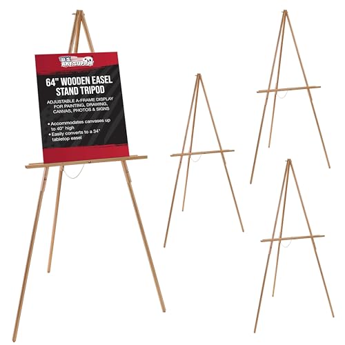 U.S. Art Supply 64" Wooden Easel Stand (4 Pack)