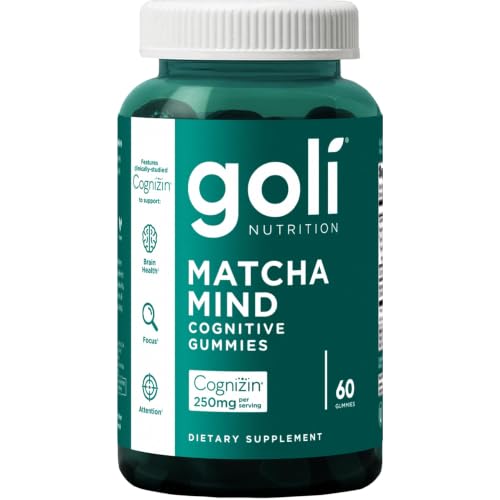 Goli Matcha Mind Gummies - Pack of 60 - Green Tea Leaf Powder with Cognizine for Focus Attention and Brain Health Vegan GMO Free Gluten Free and Gelatin Free