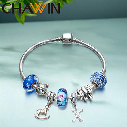 Murano Glass Beads Authentic 925 Sterling Silver Charms Core Christmas Summer Flower Blue Glass Charms Bracelet For Women Diy Bracelet #TOP3