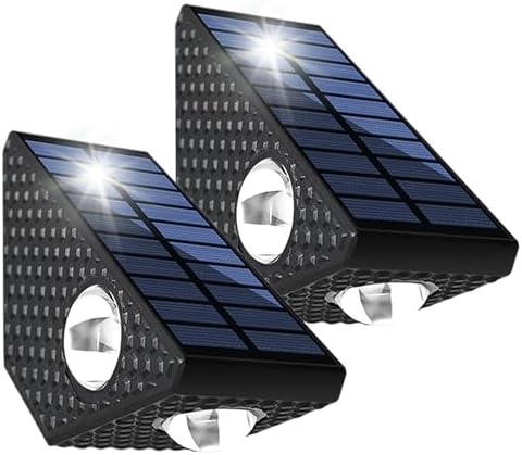 Genérico Solar Powered Wall Lights, 2 Pieces Outdoor Wall Sconce | Solar Fence Lights, for Outdoor Home, Garden, Patio, Front Porch, Backyard and Fence
