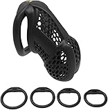 Men's Honeycomb Small Locking Security cage, with Four Fixed Flat Rings (Black, Standard)