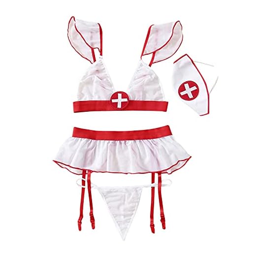 Lilygodx Lenceria Sexy Mujer para Sexo Barata Lindo Erotica Dormir Conjunto Cosplay Enfermera Linda Sexy Inyección Erótica Mujer Sexy Camisón Transparente Reina de Conjunto (Blanco, One Size)