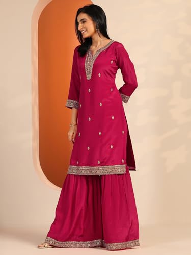 Ensemble kurta brodé en coton mélangé Libas finitions haute qualité - 3