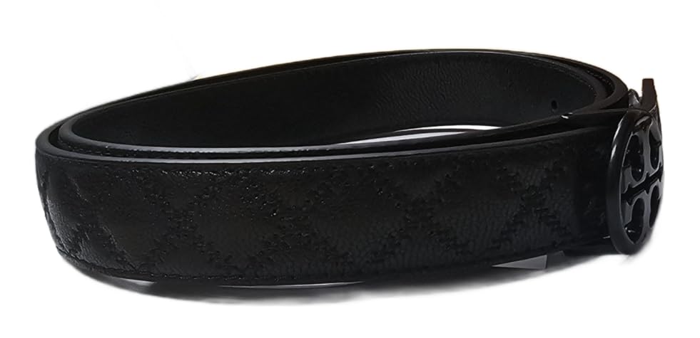 Tory Burch 140931 Willa Black With Black Hardware Skinny Quilted 1 Inch Women's Belt3