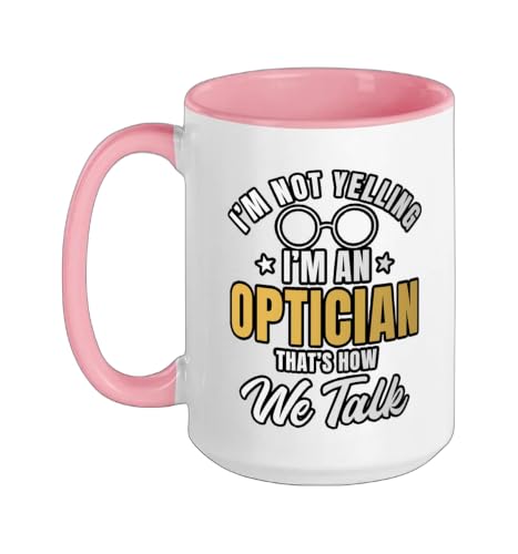 Optician Spectacles Eye Optometrists Doctor Ceramic Mug, Pink/White, 15oz