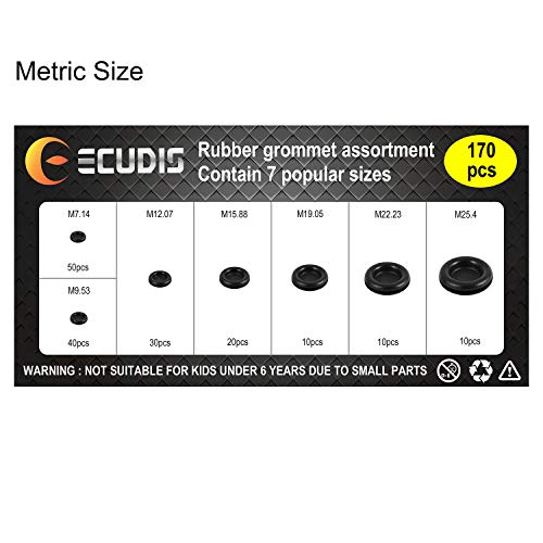 Ecudis 170Pcs Rubber Grommet Firewall Hole Plug Set Electrical Wire Gasket Assortment, Set Of 7 Different Metric Sizes For Car, Pump (Set Of 1) #TOP4