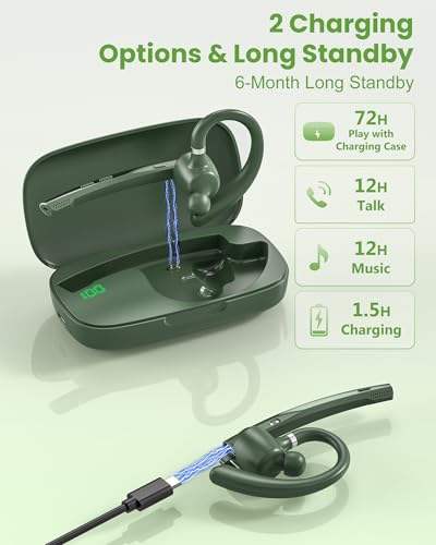Image of New Bee Bluetooth Headset, Single-Ear Bluetooth Earpiece for Cell Phone Calls, Dual Mic with Mute Button, 72H Talk Time, 500mAh Charging Case Wireless Headset for Phone and Laptop