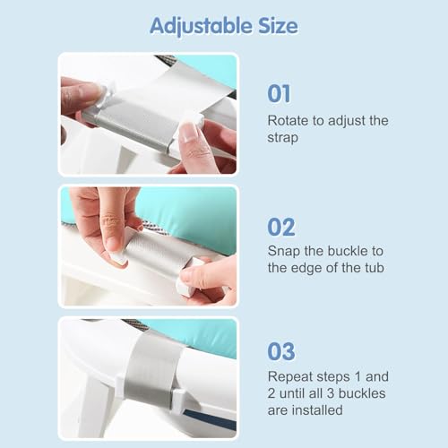 Image of Colorlife Baby Bath Seat Support Net Infant Bathing Seat Support Mat, Comfortable Adjustable Non-Slip Three-Pointed Baby Shower Net Bathtub Sit Up Mesh for Newborn 0-12 Months-Blue(No Bathtub)
