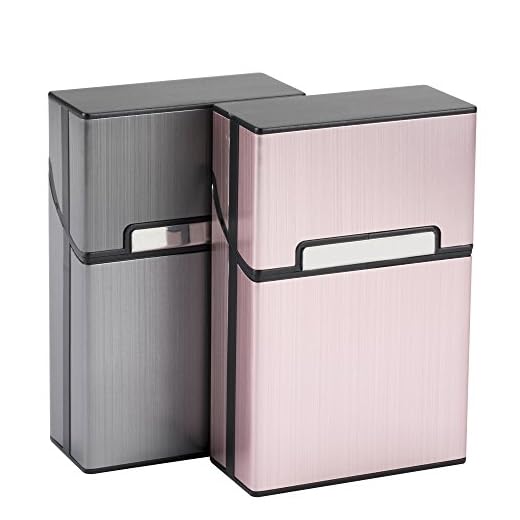 Caja Cigarrillos Pitillera Portátil 2 Piezas Hombre y Mujer, Cajetillas de Aluminio Plástico con Cerradura Magnética para 20 Cigarros