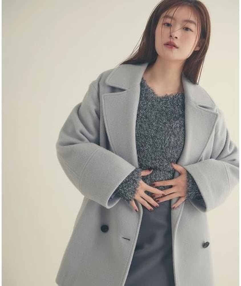 Amazon | ダブルブレストフォルムミドルコート | コート・ジャケット 通販