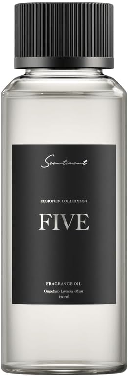 Scentiment Diffuser Oil - Five Designer Collection | Aromatherapy Home Fragrance | Luxurious Scent with Notes of Grapefruit, Lavender, Musk (120 mL)