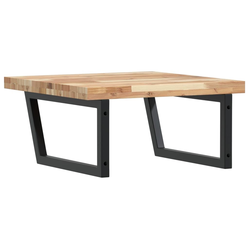 Estantería para lavabo de pared de acero y madera de acacia – Estantería montada en la pared para lavabo de acero y madera con soportes de acero para un almacenamiento elegante que ahorra espacio