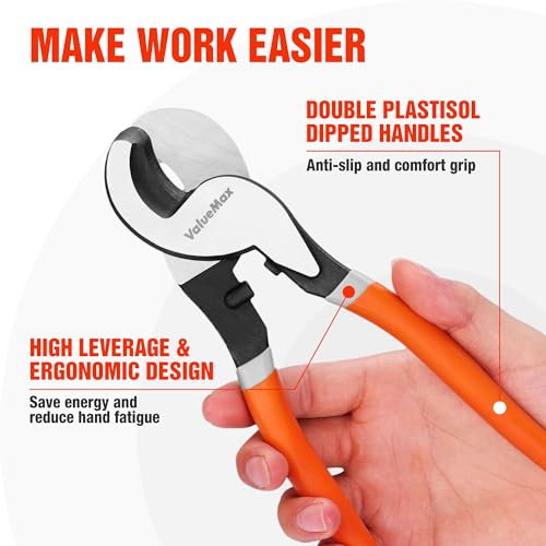 Image of ValueMax 10-Inch Heavy-Duty Cable Cutter for Aluminum, Copper Battery Cables and Communication Wires