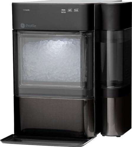 GE Profile Opal 2.0 Nugget Ice Maker - 0.75 Gal Tank, Makes 38lbs/24hrs, WiFi-Enabled, Includes Scoop, Black Stainless Steel (Renewed)