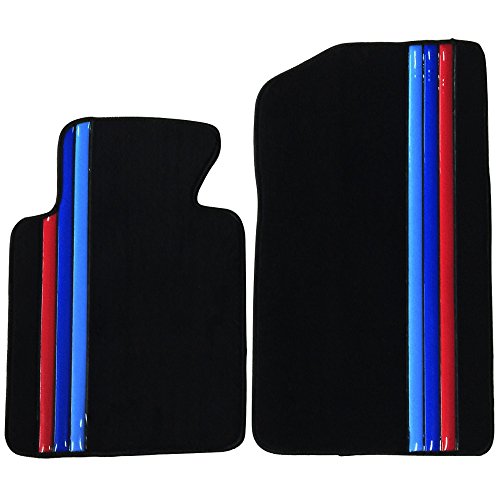 Floor Mat Compatible With 1999-2005 Bmw E46 3-Series, 2001-2006 Bmw M3, Premium Quality Front & Rear Factory Floor Mat M Color Stripeby Ikon Motorsports #TOP3