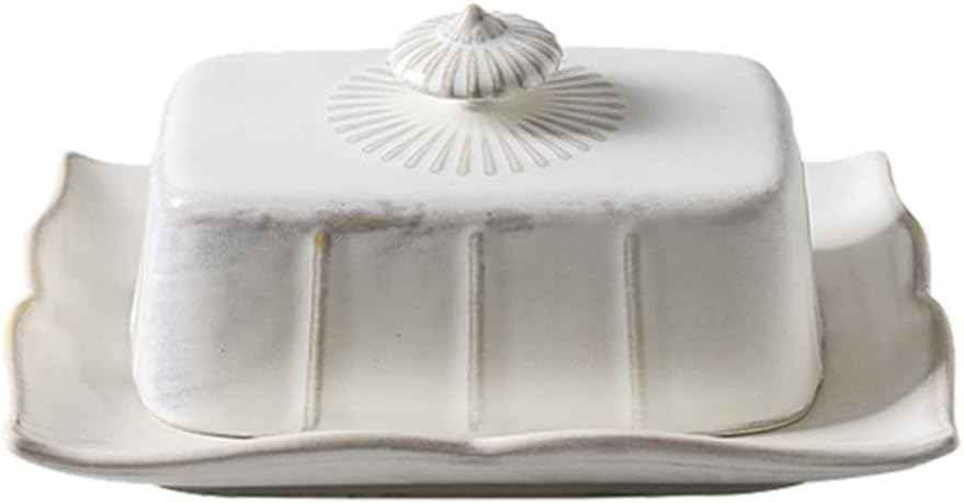 Hemoton Ceramic Butter Dish with Lid 7.59X5.59X3.54 Inch Covered Butter Box for Kitchen Food Serving Cheese Pastry Storage Perfect for Family Gatherings and Parties