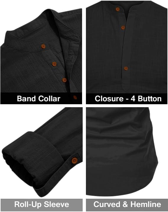 Image of ROYALSCOUT Combo of Men's Solid Cotton Blend Full Sleeve Straight Kurta Shirt (Pack of 2)