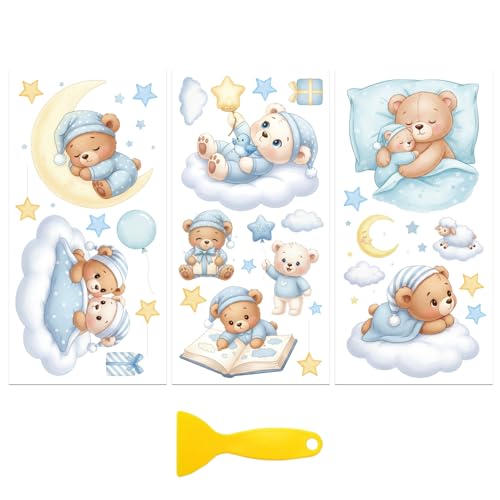 Peacoblue - Lote de 3 hojas adhesivas para osito (15 x 30 cm, impermeables, Laptop, Nevera, Pared, Ventana, Madera, Muebles