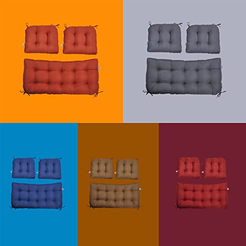 Kunste Patio Furniture Cushions Sets Tufted Wicker Settee Bench Cushions Indoor Outdoor 1 Loveseat 2 Seating Cushions Grey #TOP6