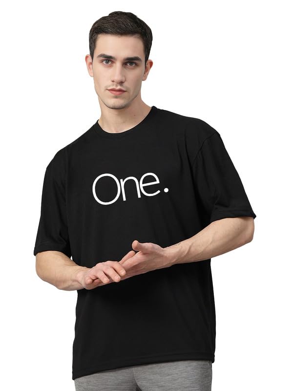 Image of CHKOKKO Mens Polyester Stylish Oversized T Shirt for Daily & Casual Wear Printed Design with Drop Shoulder & Half Sleeves