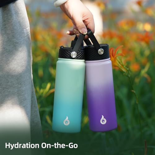 Image of BJPKPK Insulated Water Bottles with Straw Lid, 40oz Stainless Steel Water Bottles with 3 Lids, BPA Free Leakproof Thermo, Tumblers, Cups for Sports, Gym- Navy Blue